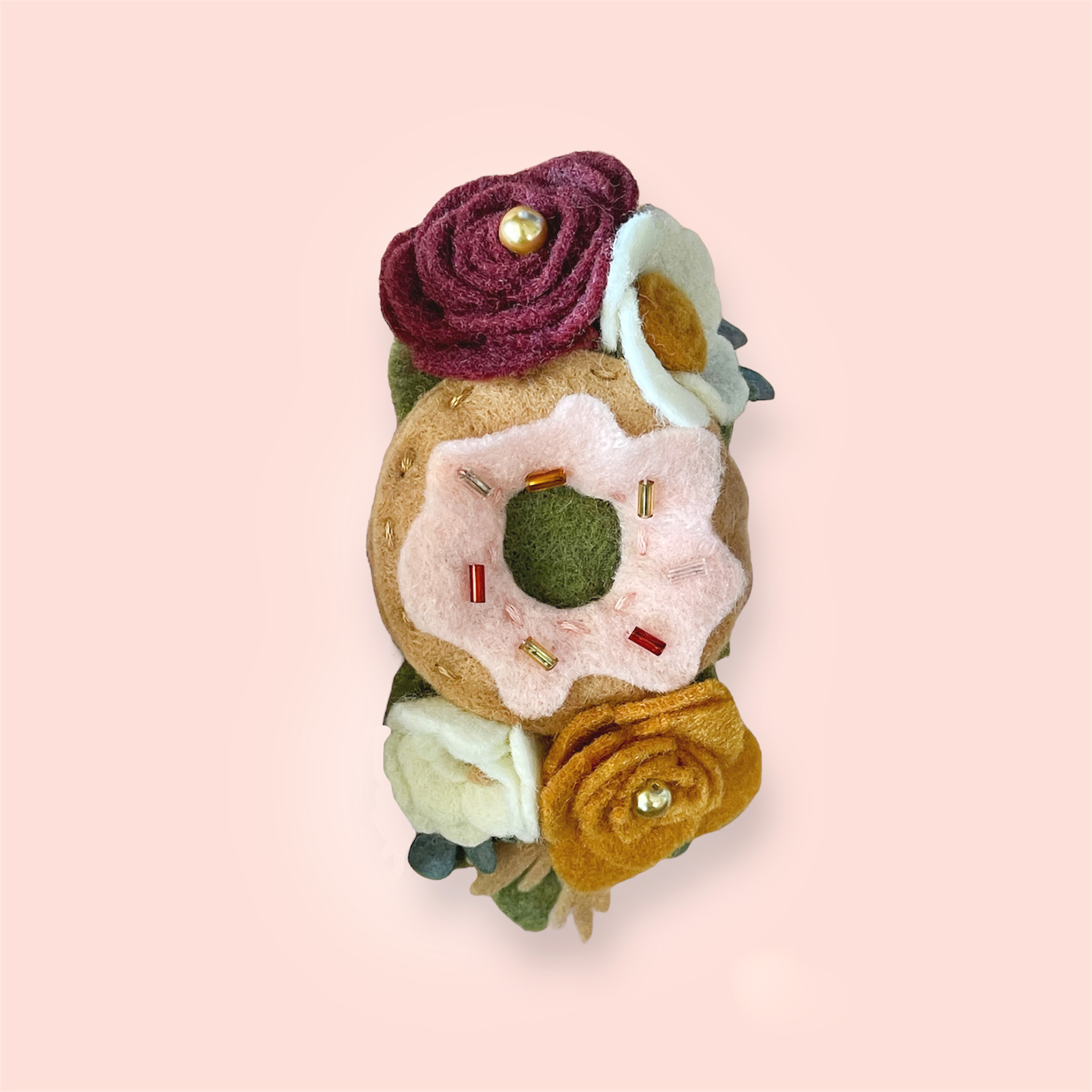 Doughnut Felt Girls Headband with Flowers