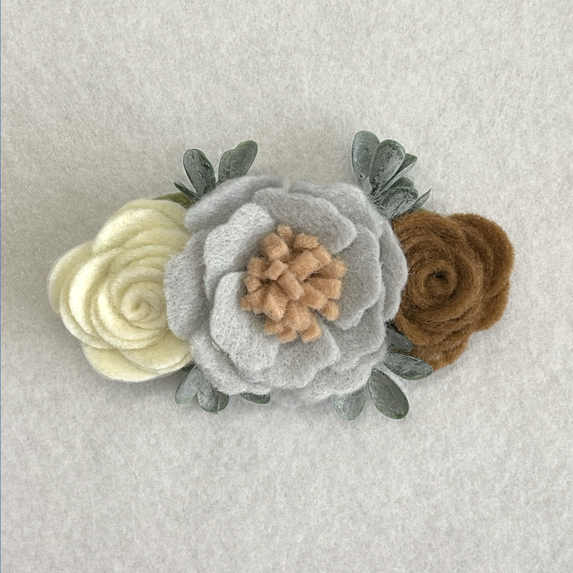 Neutral Flower Hair Clip Brown, Tan, Ivory, Grey