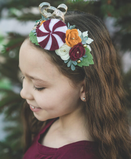 Peppermint Candy Christmas Felt Flower Headband