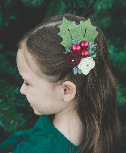 Holly Christmas Felt Flower Headband