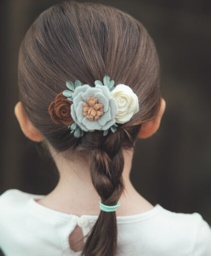 Neutral Flower Hair Clip Brown, Tan, Ivory, Grey