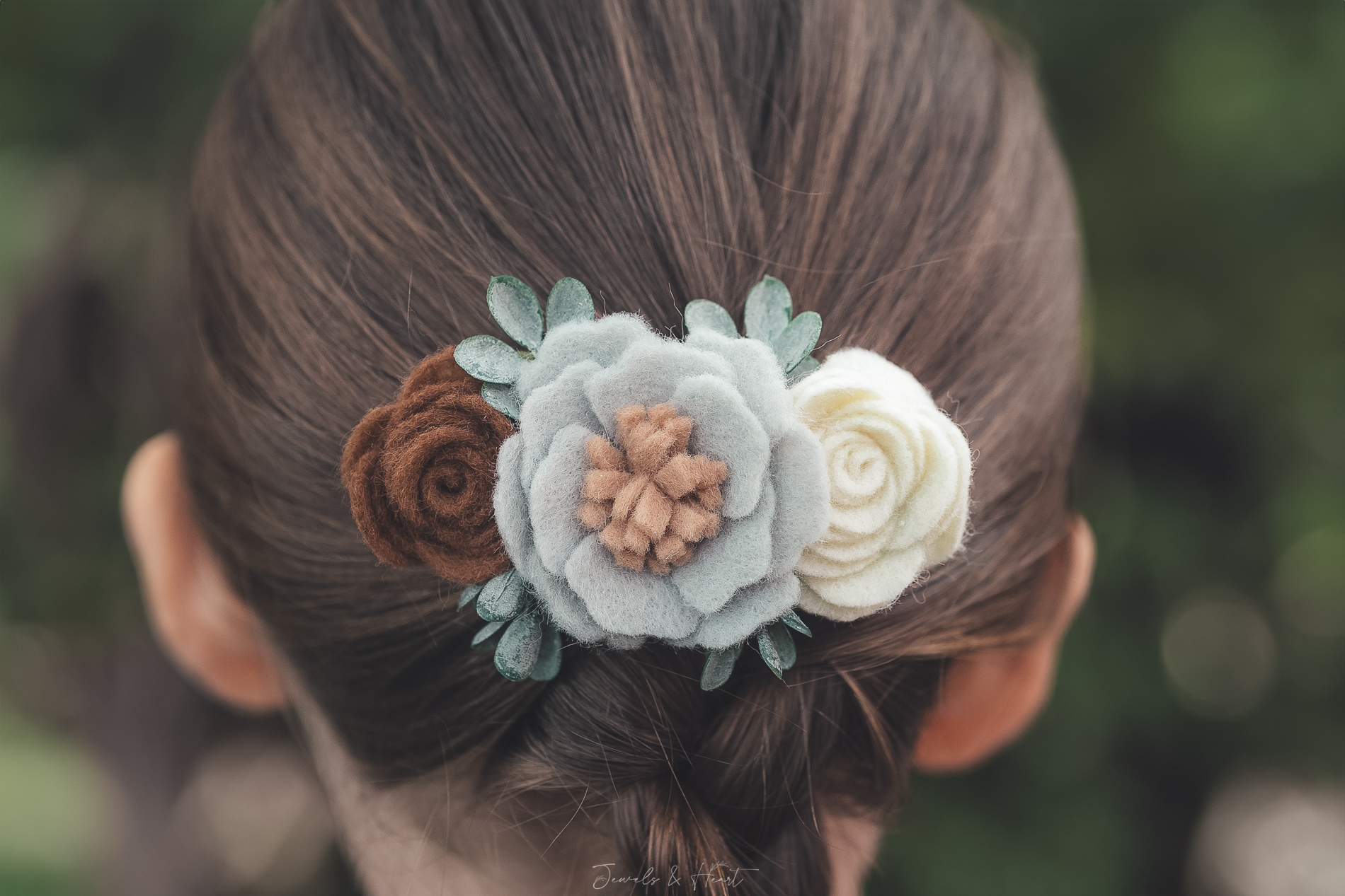 Neutral Flower Hair Clip Brown, Tan, Ivory, Grey