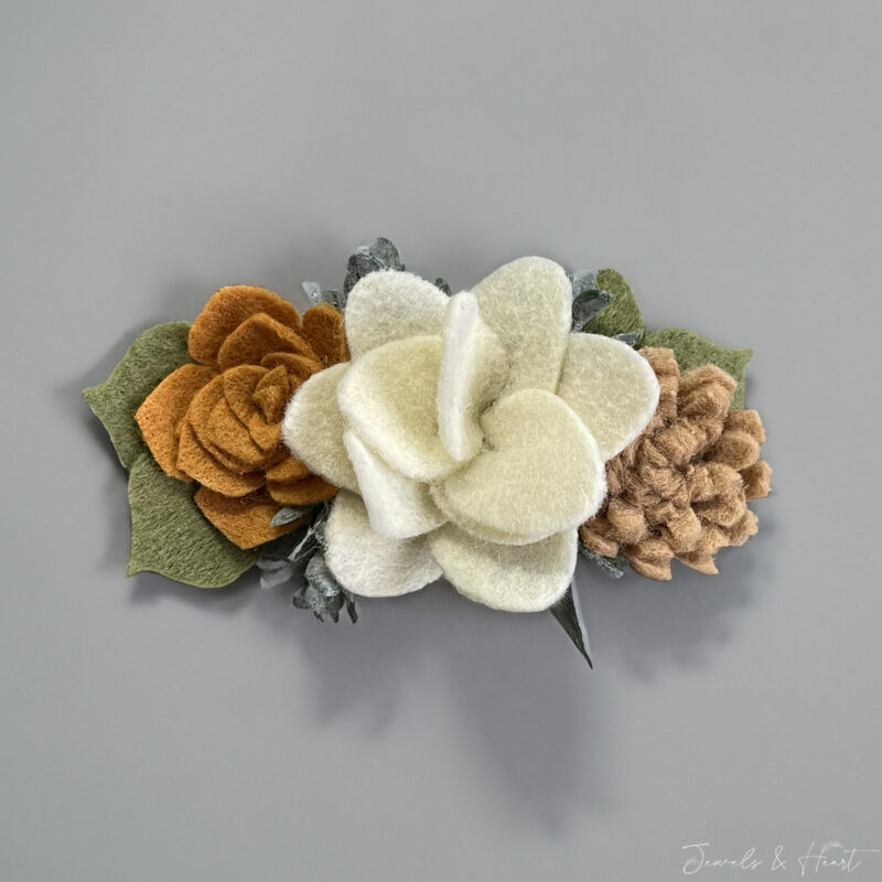 Boho Chic Succulent Felt Flower Hair Clip Accessory Headband