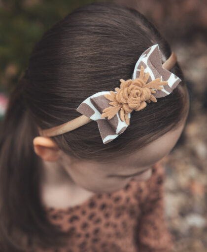 Felt flower hair clip giraffe animal print