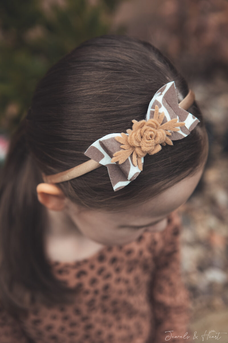 Felt flower hair clip giraffe animal print