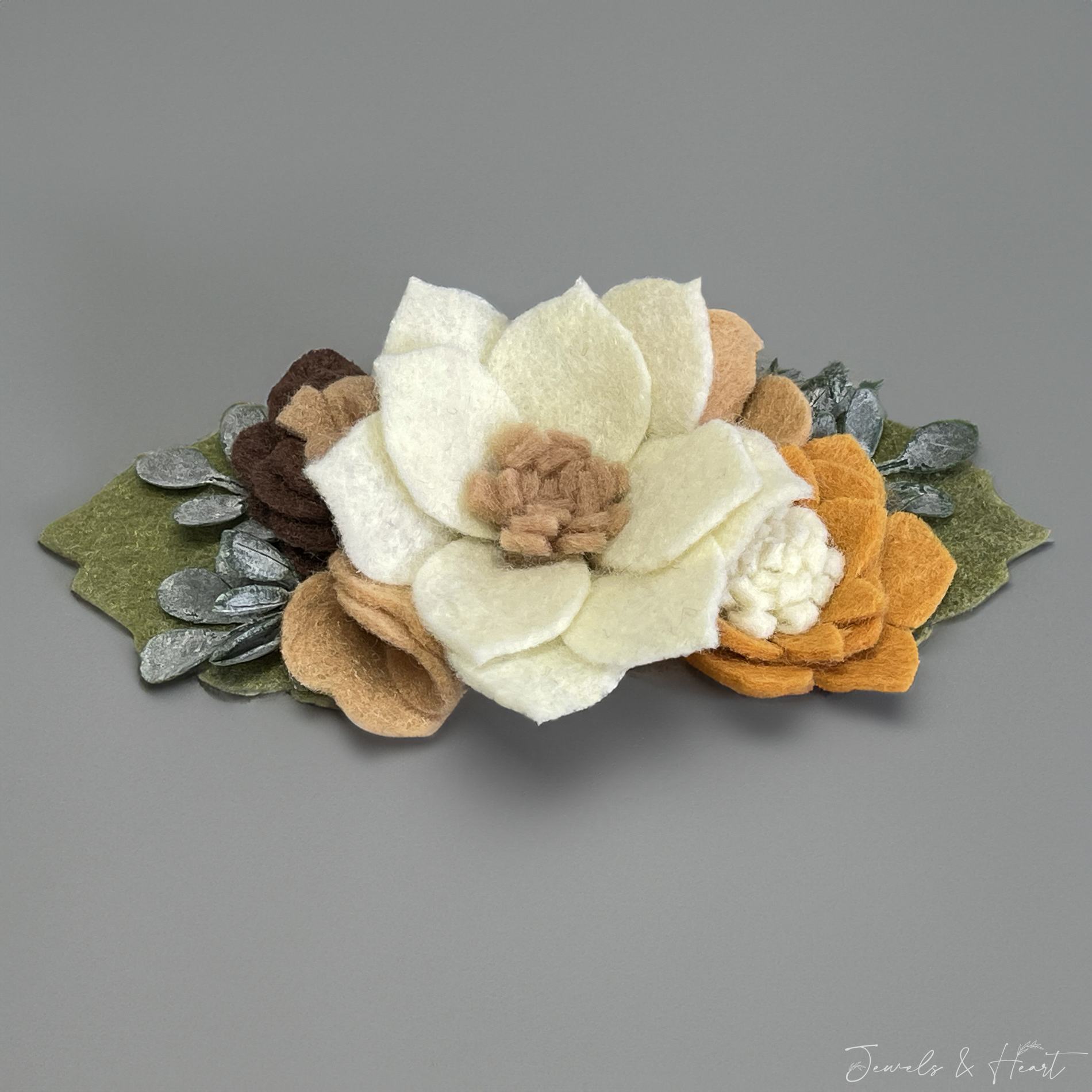 Boho Chic Succulent Felt Flower Hair Clip Accessory Headband