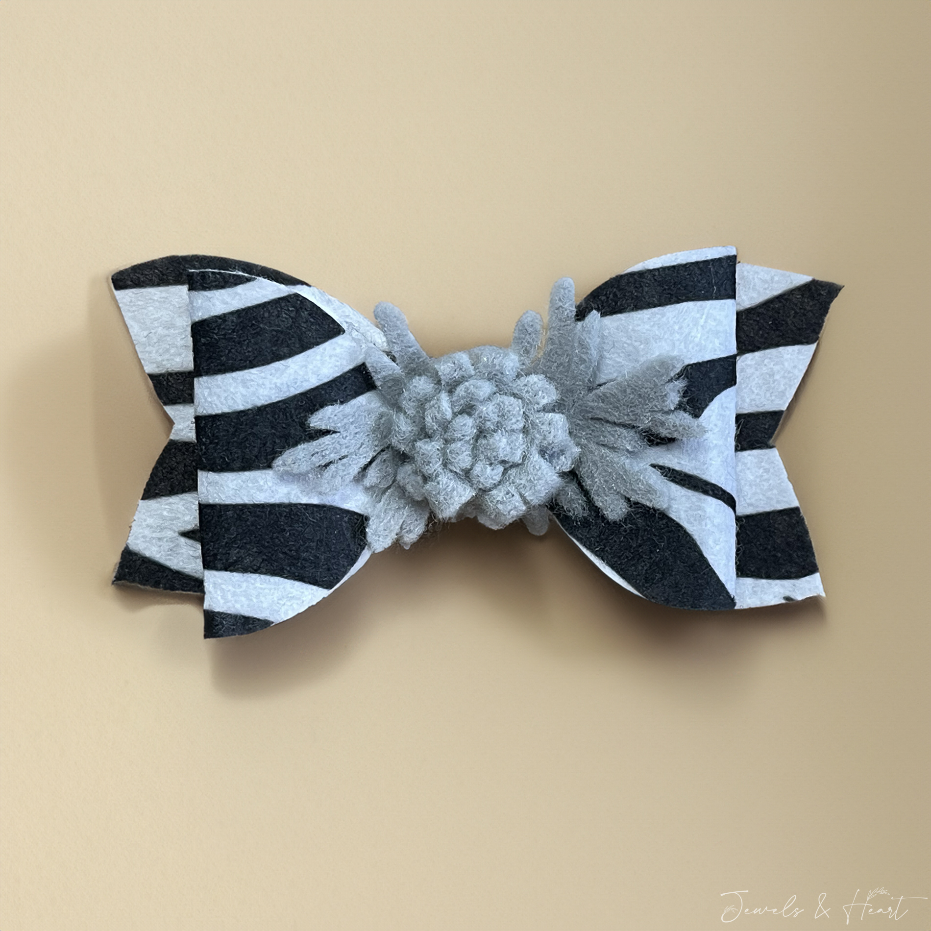 Felt flower hair clip Zebra animal print