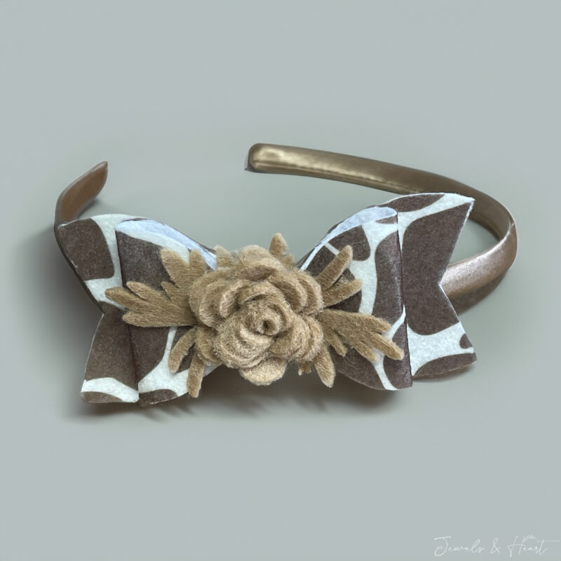 Felt flower hair clip giraffe animal print