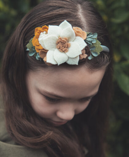 Boho Chic Succulent Felt Flower Hair Clip Accessory Headband