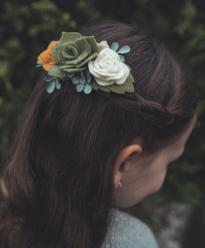 Boho Chic Succulent Felt Flower Hair Clip Accessory Headband