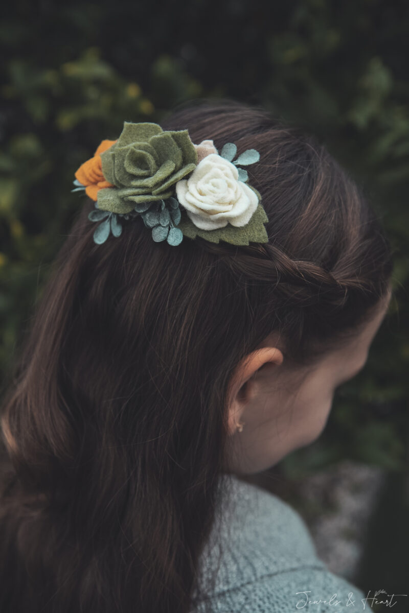 Boho Chic Succulent Felt Flower Hair Clip Accessory Headband