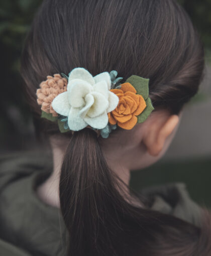 Boho Chic Succulent Felt Flower Hair Clip Accessory Headband