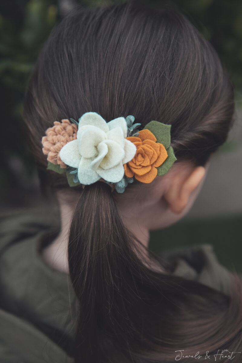 Boho Chic Succulent Felt Flower Hair Clip Accessory Headband