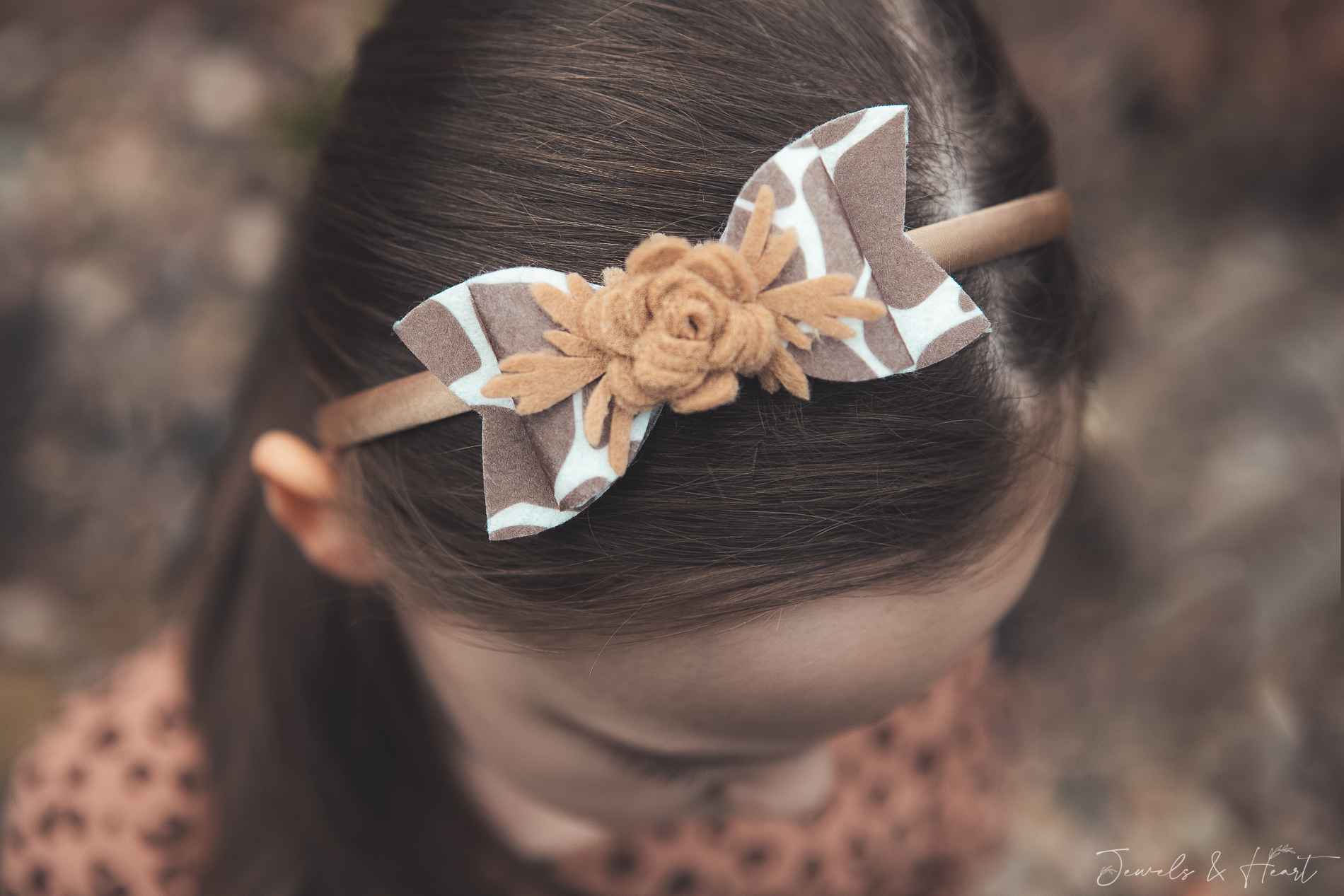 Felt flower hair clip giraffe animal print